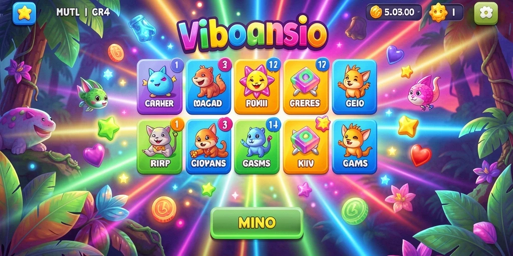 Tampilan menu utama LUCKYMINO yang menarik dan ramah pengguna.